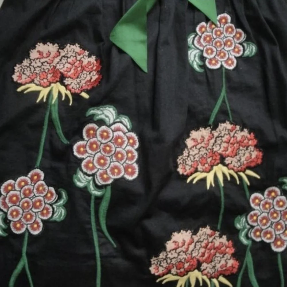 Floreat Embroidered Floral Ribbon Cranesbill Dress Anthropologie Vintage Retro - Picture 2 of 5